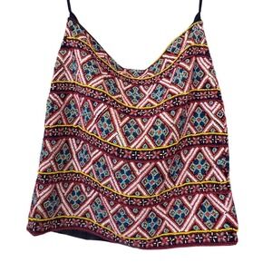 Anthropologie Pia Pauro Hand Beaded Geometric Lined Tribal Mini Skirt Boho Large